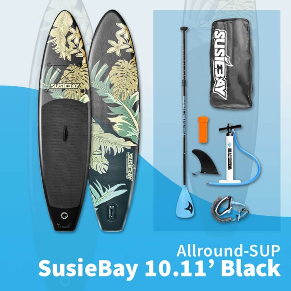 Aufblasbares Allround-SUP SusieBay 10.11‘ Black, inklusive Zubehör